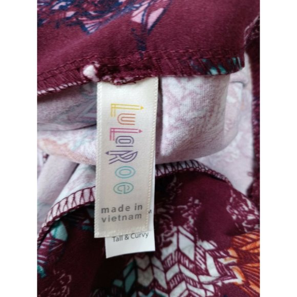 New LuLaRoe Tall & Curvy Leggings With Multicolor Floral Aztec Designs - Picture 6 of 7